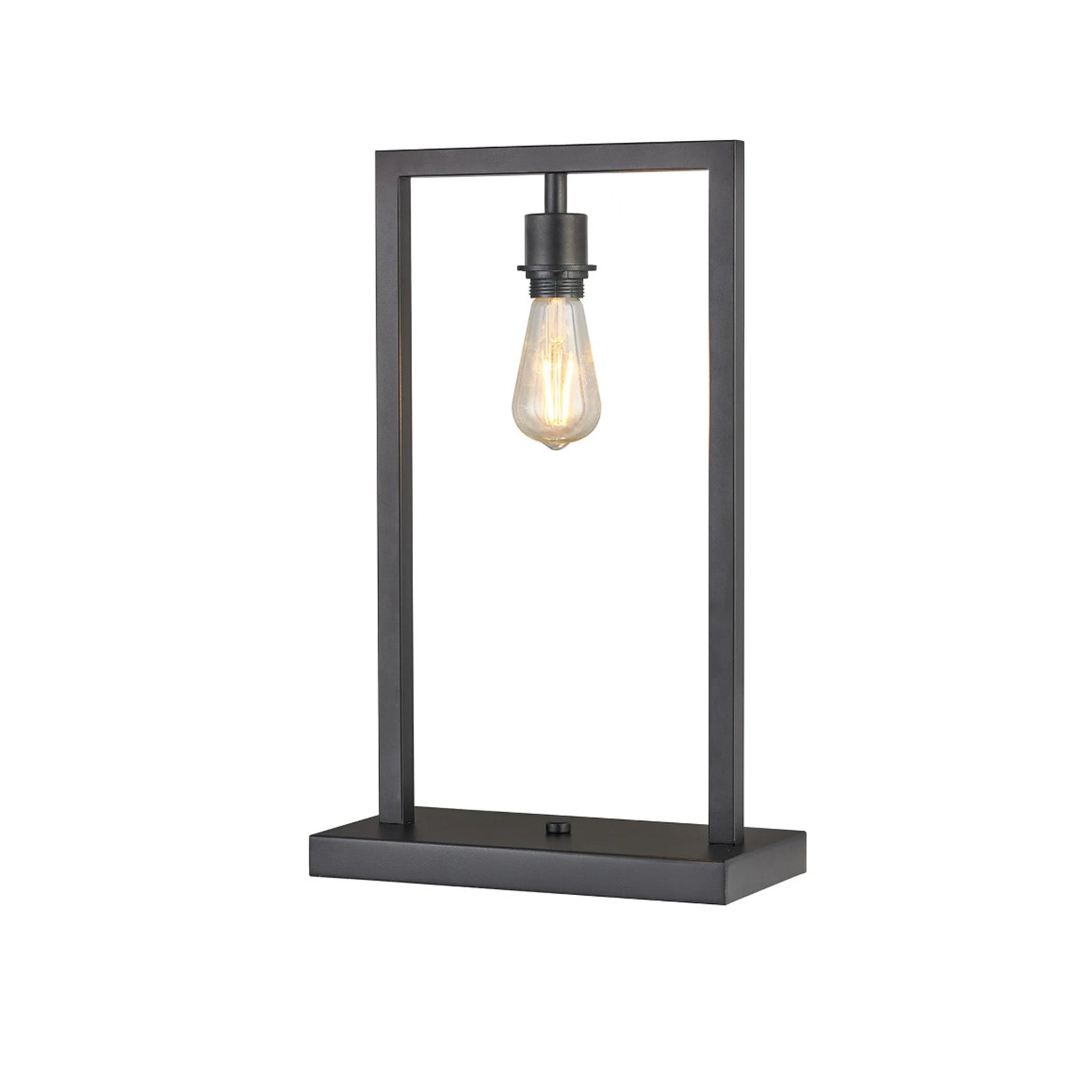 Tall squared frame table lamp in satin black. Choose from one of five shades to compliment. Dimensions: H:520 D:160 W:320 mm Bulb: E27 Delivery: 4-6 days